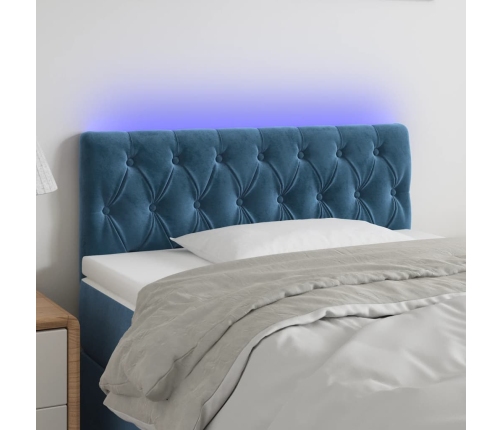 Cabecero con LED de terciopelo azul oscuro 90x7x78/88 cm