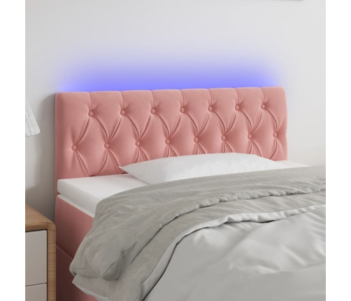 Cabecero con LED de terciopelo rosa 90x7x78/88 cm