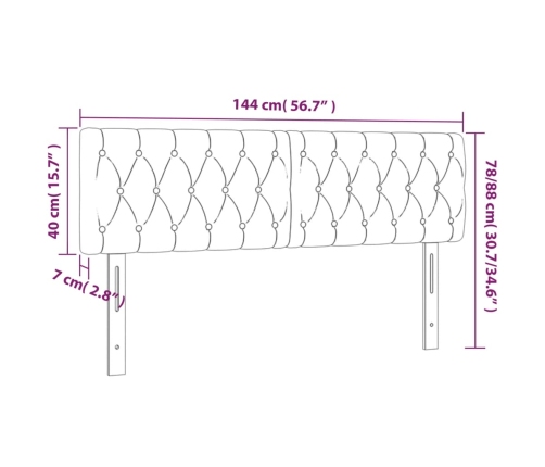 vidaXL Cabecero con LED de terciopelo verde oscuro 144x7x78/88 cm