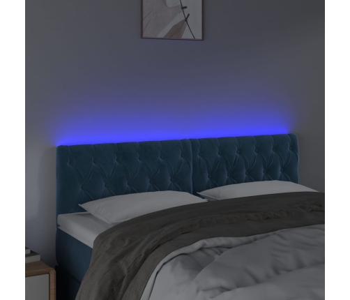 Cabecero con LED de terciopelo azul oscuro 144x7x78/88 cm