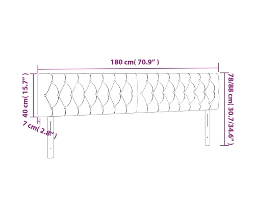 vidaXL Cabecero con LED de terciopelo gris claro 180x7x78/88 cm