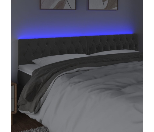 Cabecero con LED de terciopelo gris oscuro 180x7x78/88 cm