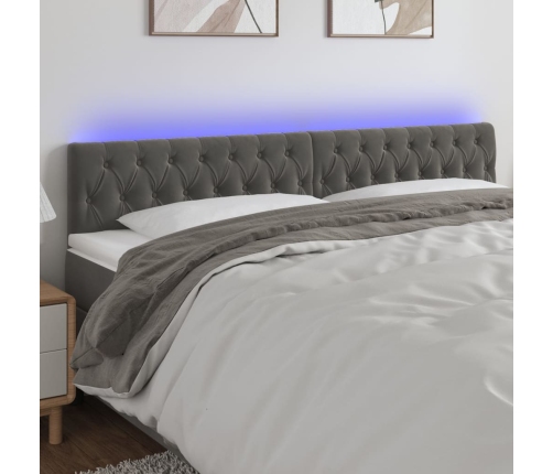 Cabecero con LED de terciopelo gris oscuro 180x7x78/88 cm