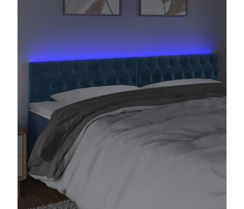 Cabecero con LED de terciopelo azul oscuro 180x7x78/88 cm