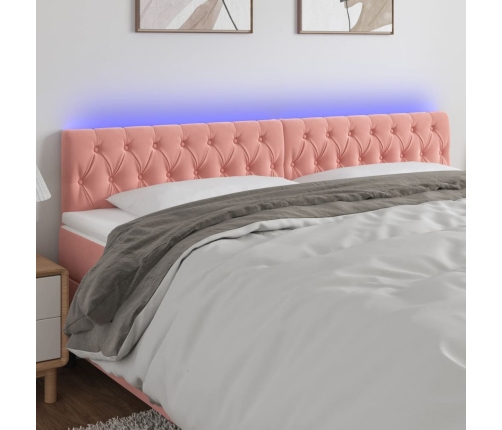 Cabecero con LED de terciopelo rosa 180x7x78/88 cm