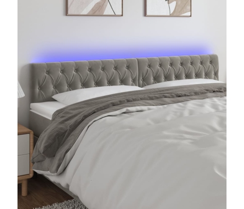 vidaXL Cabecero con LED de terciopelo gris claro 200x7x78/88 cm