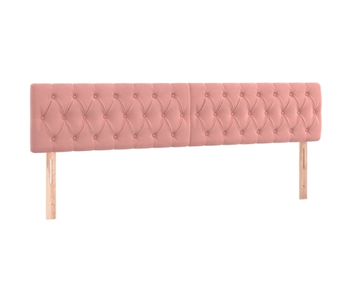 Cabecero con LED de terciopelo rosa 200x7x78/88 cm