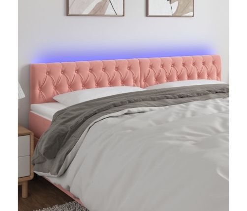 Cabecero con LED de terciopelo rosa 200x7x78/88 cm