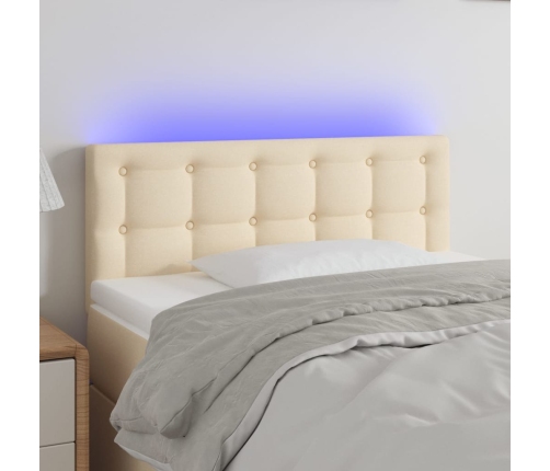 Cabecero con LED de tela color crema 80x5x78/88 cm