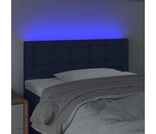 Cabecero con LED de tela azul 80x5x78/88 cm