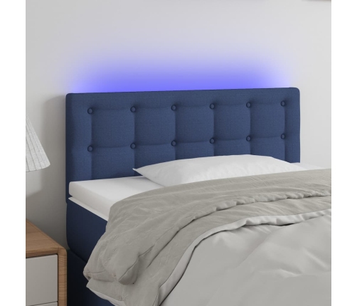 Cabecero con LED de tela azul 80x5x78/88 cm