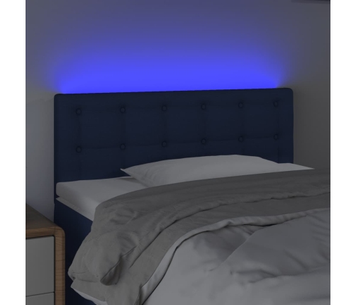 Cabecero con LED de tela azul 90x5x78/88 cm