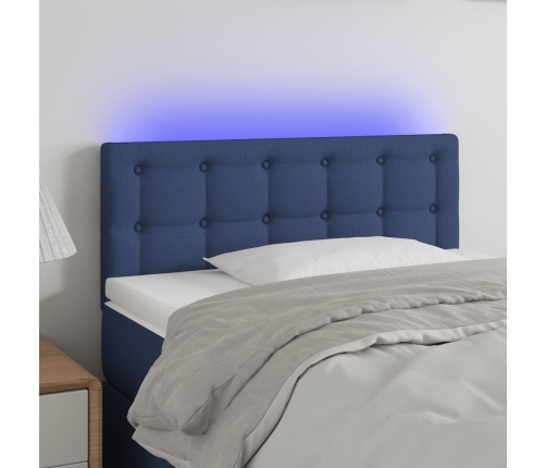 Cabecero con LED de tela azul 90x5x78/88 cm