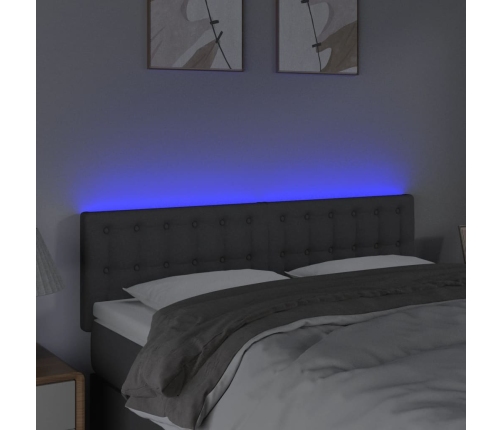 Cabecero con LED de tela gris oscuro 144x5x78/88 cm