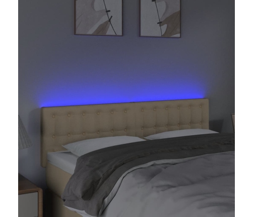 Cabecero con LED de tela color crema 144x5x78/88 cm