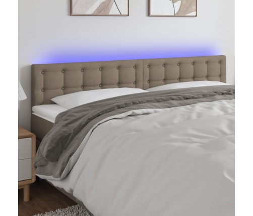 Cabecero con LED de tela gris taupe 180x5x78/88 cm