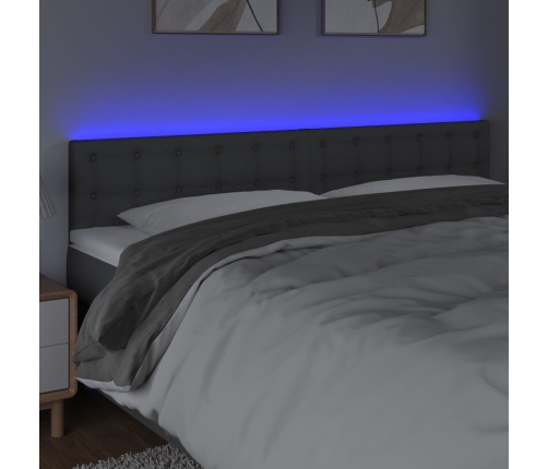 Cabecero con LED de tela gris oscuro 200x5x78/88 cm