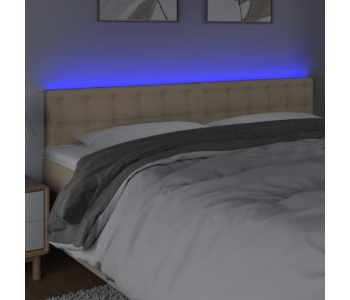 Cabecero con LED de tela color crema 200x5x78/88 cm