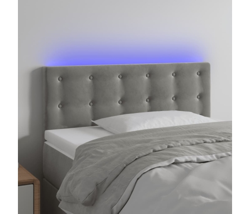 vidaXL Cabecero con LED de terciopelo gris claro 80x5x78/88 cm