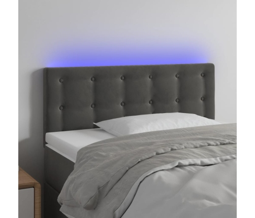 Cabecero con LED de terciopelo gris oscuro 80x5x78/88 cm