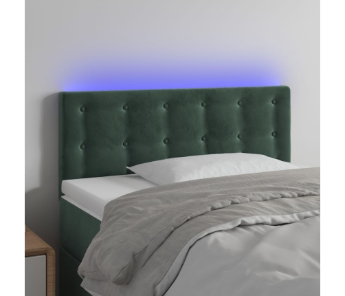 Cabecero con LED de terciopelo verde oscuro 80x5x78/88 cm