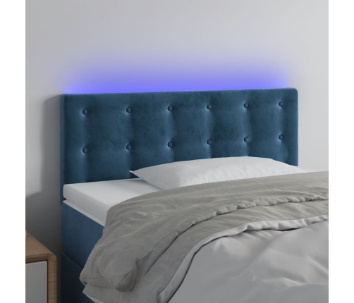 Cabecero con LED de terciopelo azul oscuro 80x5x78/88 cm