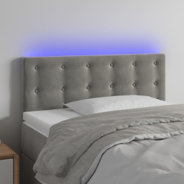 Cabecero con LED de terciopelo gris claro 90x5x78/88 cm