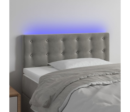 Cabecero con LED de terciopelo gris claro 90x5x78/88 cm