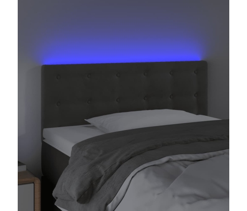 Cabecero con LED de terciopelo gris oscuro 90x5x78/88 cm