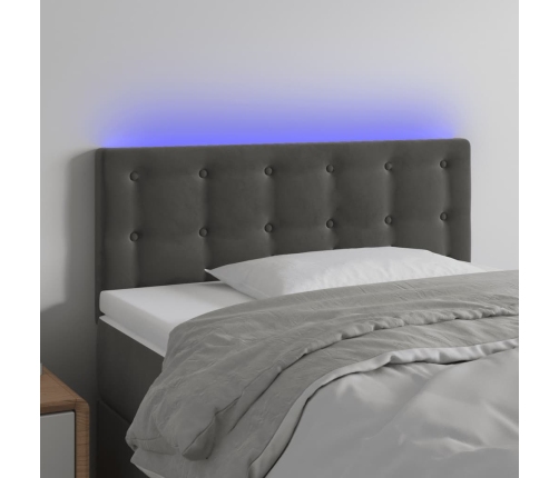 Cabecero con LED de terciopelo gris oscuro 90x5x78/88 cm