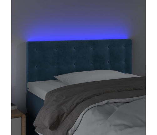 Cabecero con LED de terciopelo azul oscuro 90x5x78/88 cm