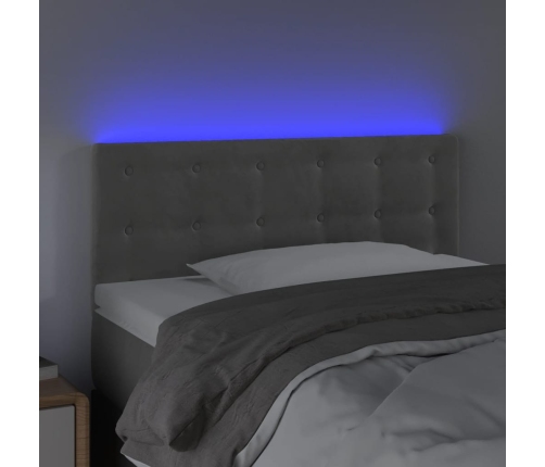 Cabecero con LED de terciopelo gris claro 100x5x78/88 cm