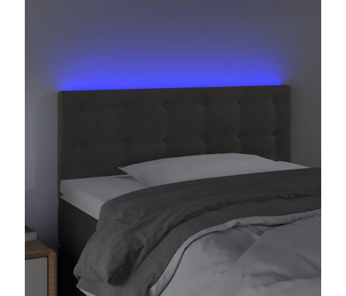 Cabecero con LED de terciopelo gris oscuro 100x5x78/88 cm