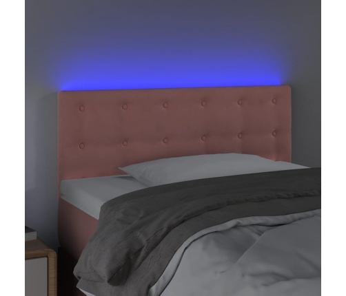 Cabecero con LED de terciopelo rosa 100x5x78/88 cm