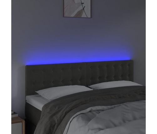 vidaXL Cabecero con LED de terciopelo gris oscuro 144x5x78/88 cm