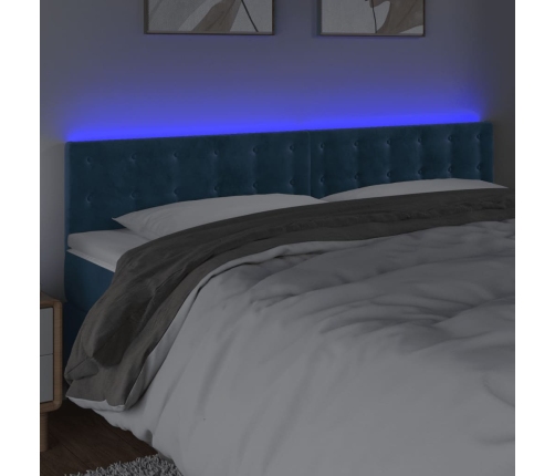 Cabecero con LED de terciopelo azul oscuro 180x5x78/88 cm