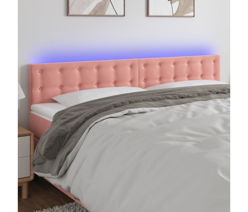 Cabecero con LED de terciopelo rosa 180x5x78/88 cm