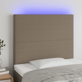 Cabecero con luces LED tela gris taupe 80x5x118/128 cm