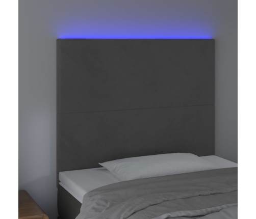 Cabecero con luces LED terciopelo gris oscuro 80x5x118/128 cm