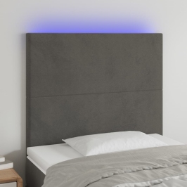 Cabecero con luces LED terciopelo gris oscuro 80x5x118/128 cm