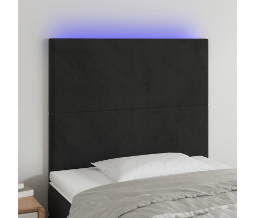 Cabecero con luces LED terciopelo negro 80x5x118/128 cm