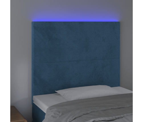 Cabecero con luces LED terciopelo azul oscuro 80x5x118/128 cm