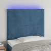 Cabecero con luces LED terciopelo azul oscuro 80x5x118/128 cm