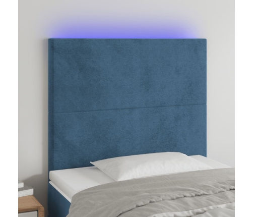 Cabecero con luces LED terciopelo azul oscuro 80x5x118/128 cm