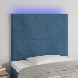 Cabecero con luces LED terciopelo azul oscuro 90x5x118/128 cm