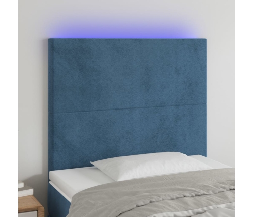 Cabecero con luces LED terciopelo azul oscuro 90x5x118/128 cm