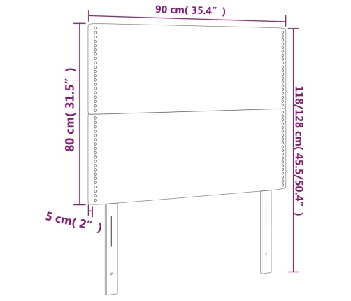 Cabecero con luces LED tela gris oscuro 90x5x118/128 cm