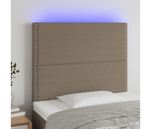 Cabecero con luces LED tela gris taupe 90x5x118/128 cm