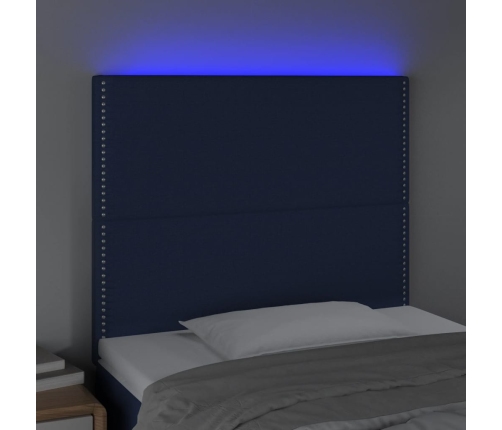 Cabecero con luces LED tela azul 100x5x118/128 cm