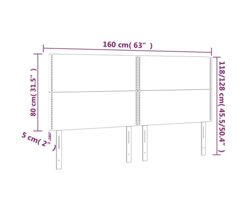 Cabecero con luces LED tela gris taupe 160x5x118/128 cm